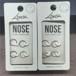 *NEW* Lovisa Surgical Steel Nose Hoop Rings 2 Packs Set of 4 Body Jewelry 20G